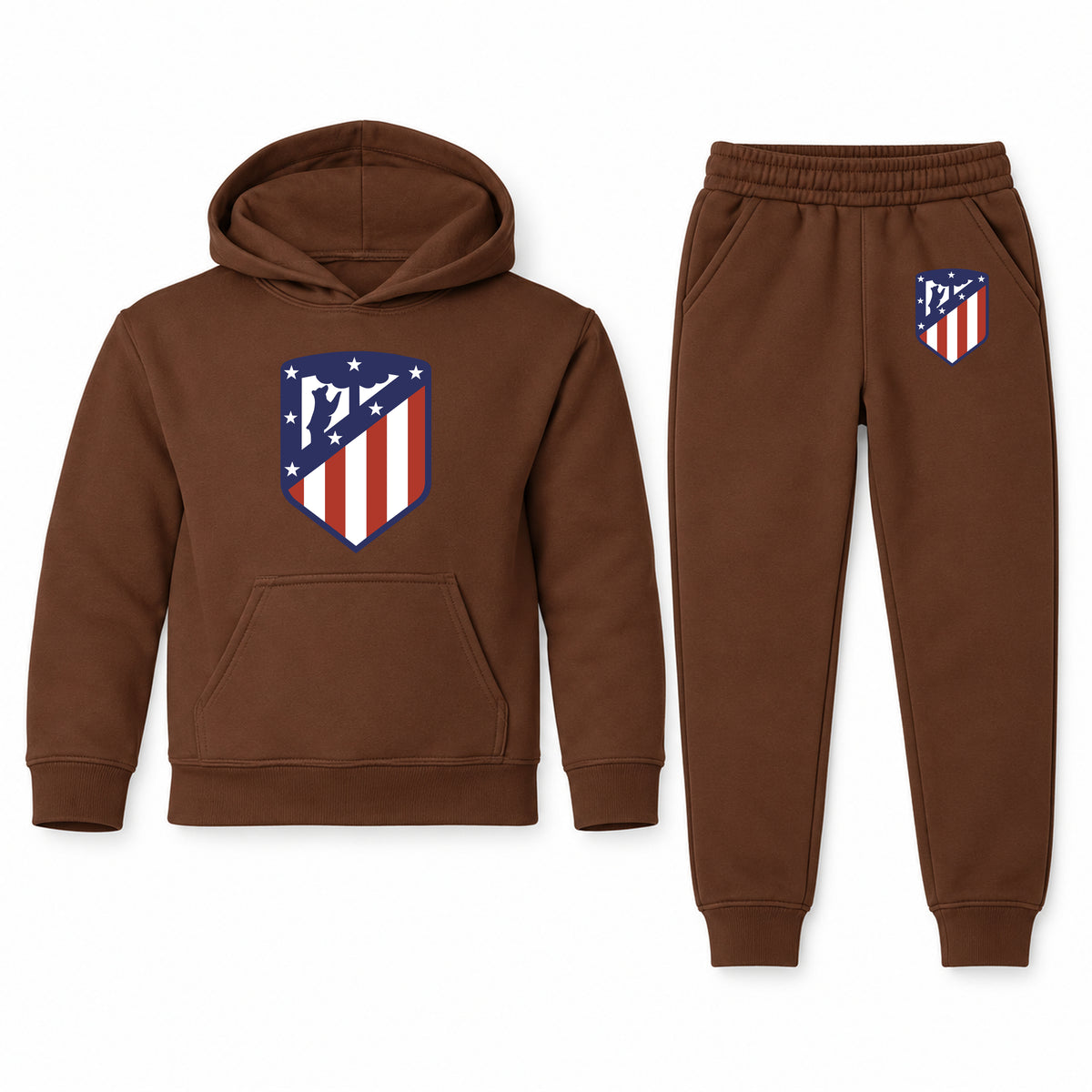 Atletico Madrid FC youth hoodie jogger set, Brown, Youth Large ages 10–12