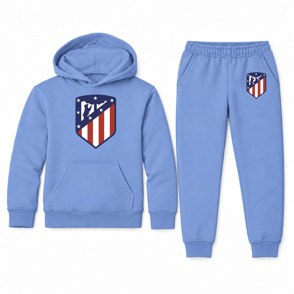 Atletico Madrid FC youth hoodie jogger set, Carolina Blue, Youth Large ages 10–12
