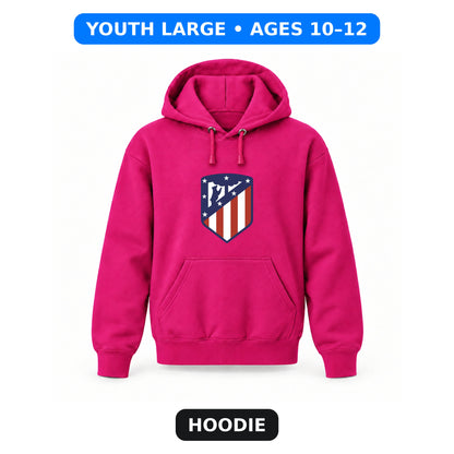 Atletico Madrid FC - Youth Large Hoodie (Ages 10–12) | Color: Hot Pink