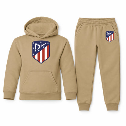 Atletico Madrid FC youth hoodie jogger set, Khaki, Youth Large ages 10–12