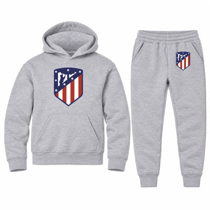 Atletico Madrid FC youth hoodie jogger set, Sports Grey, Youth Large ages 10–12