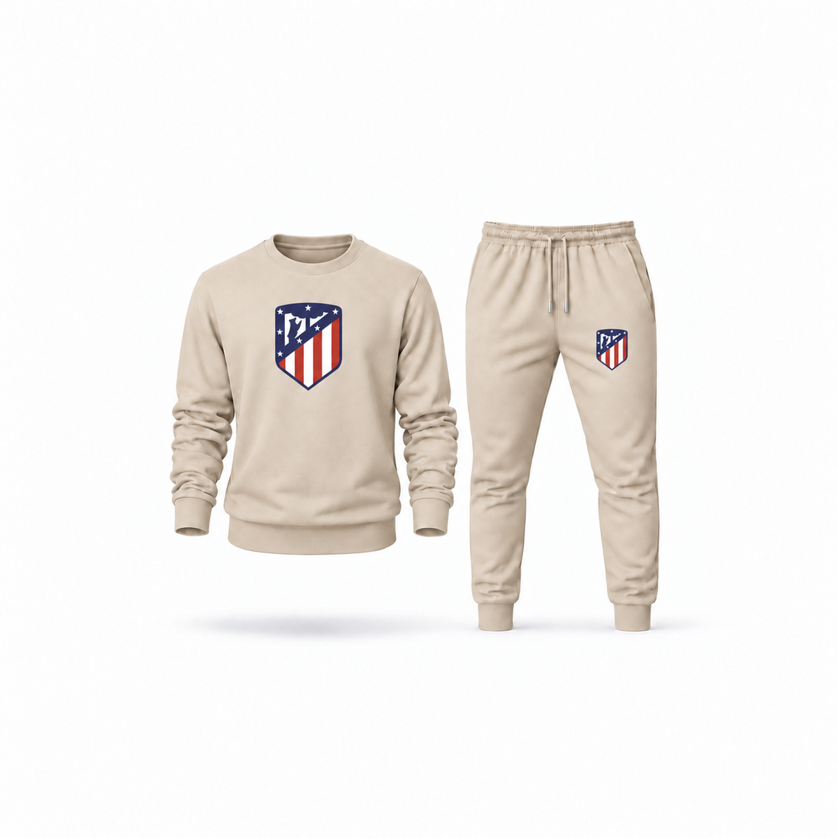 Men's Atletico Madrid FC Sweatshirt Joggers Set | Color: Tan | Main