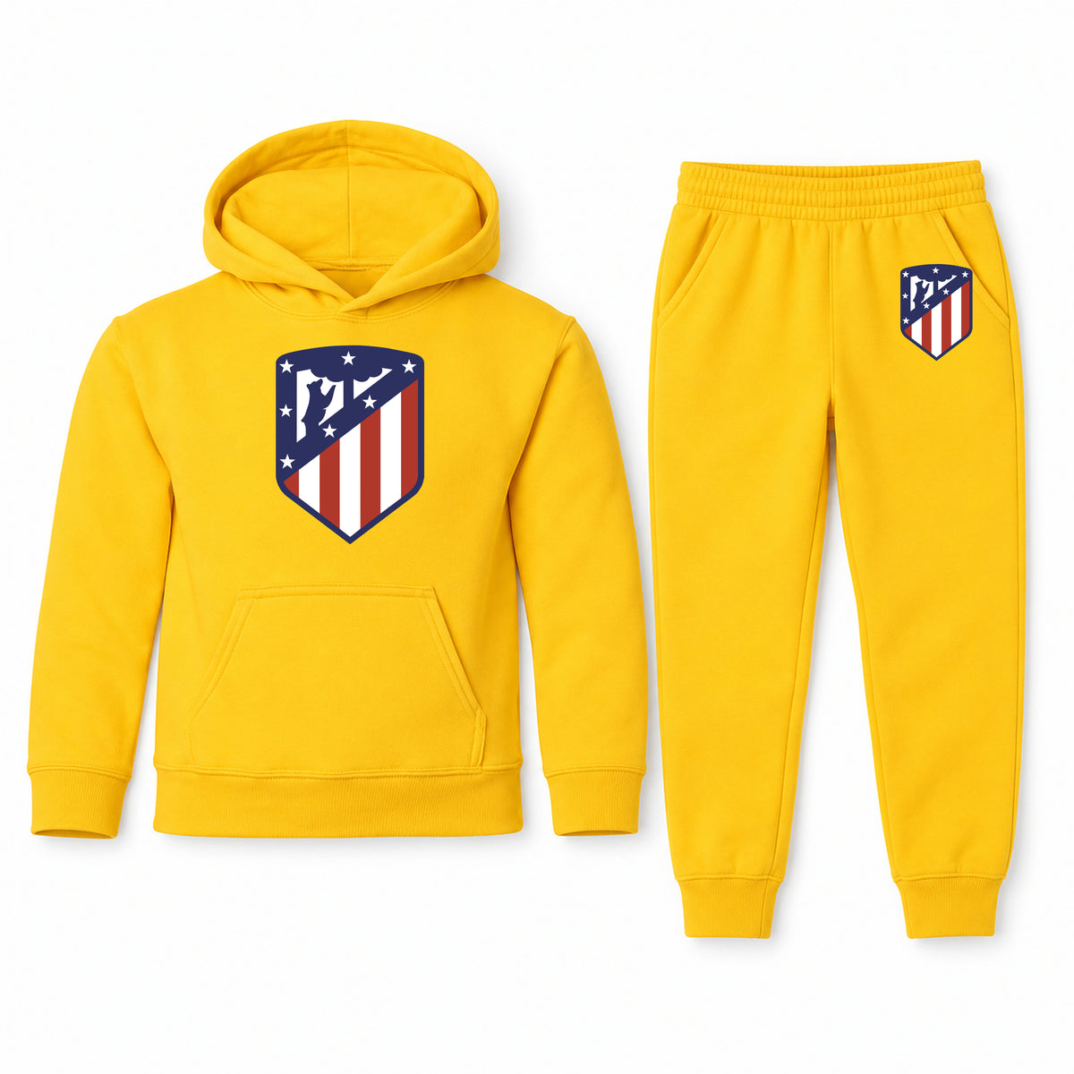Atletico Madrid FC youth hoodie jogger set, Yellow, Youth Large ages 10–12