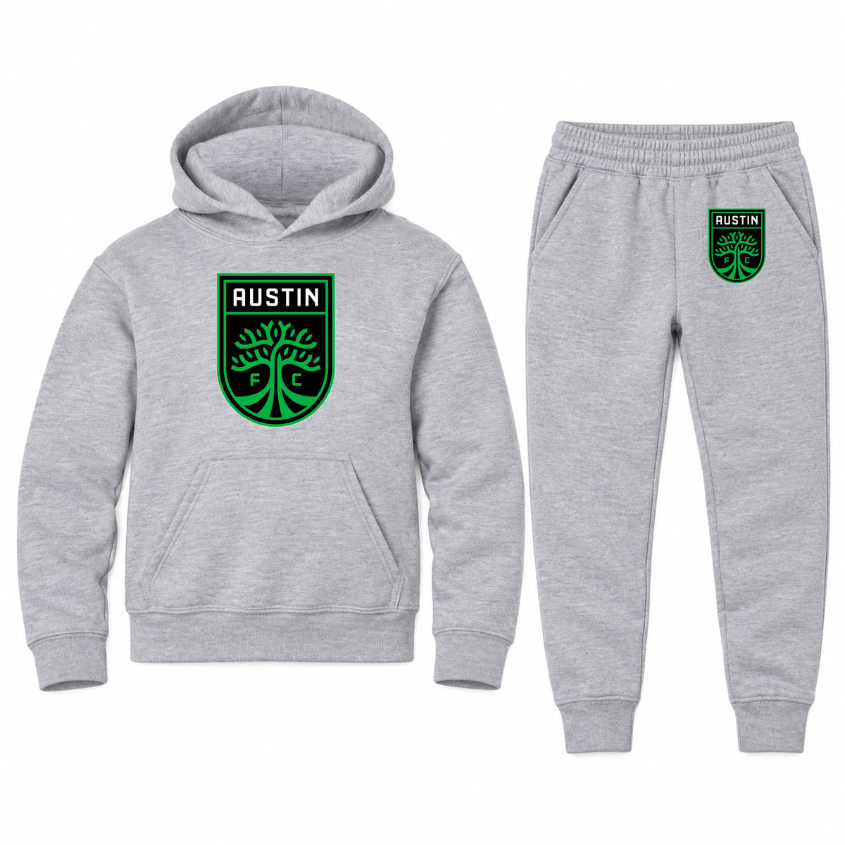 Austin FC youth hoodie jogger set, Sports Grey, Youth Large ages 10–12