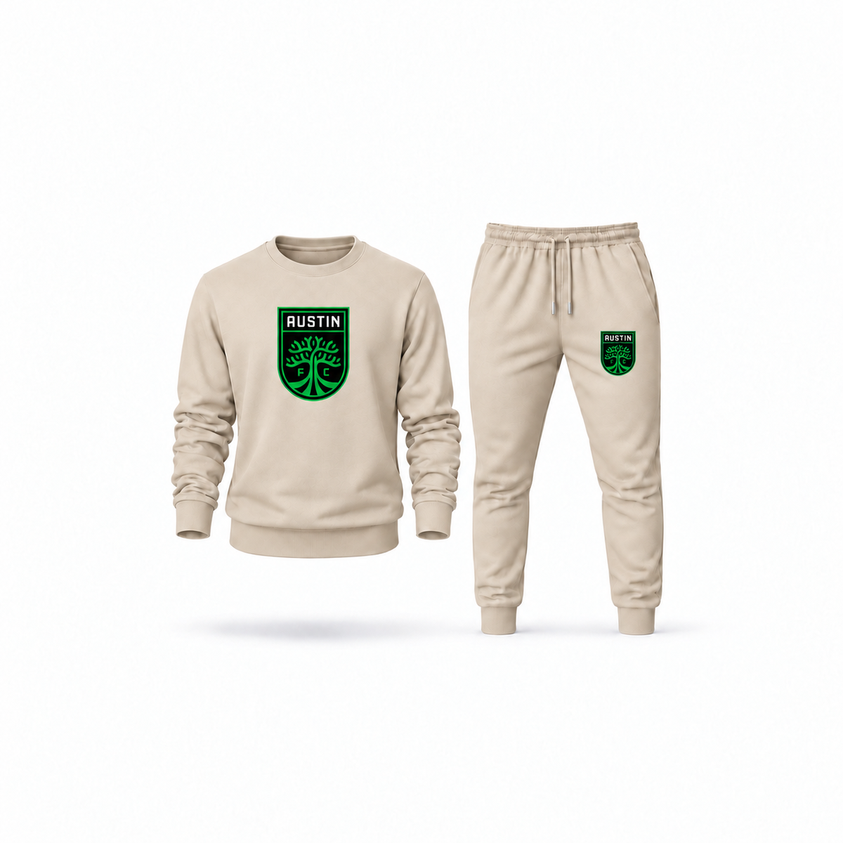 Men's Austin FC Sweatshirt Joggers Set | Color: Tan | Main
