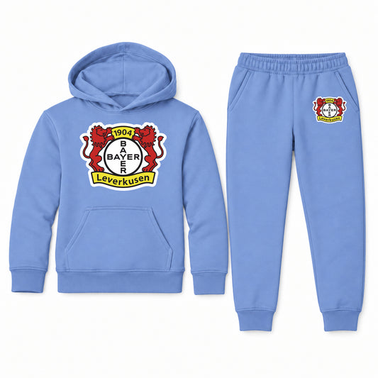 Bayer Leverkusen FC youth hoodie jogger set, Carolina Blue, Youth Large ages 10–12