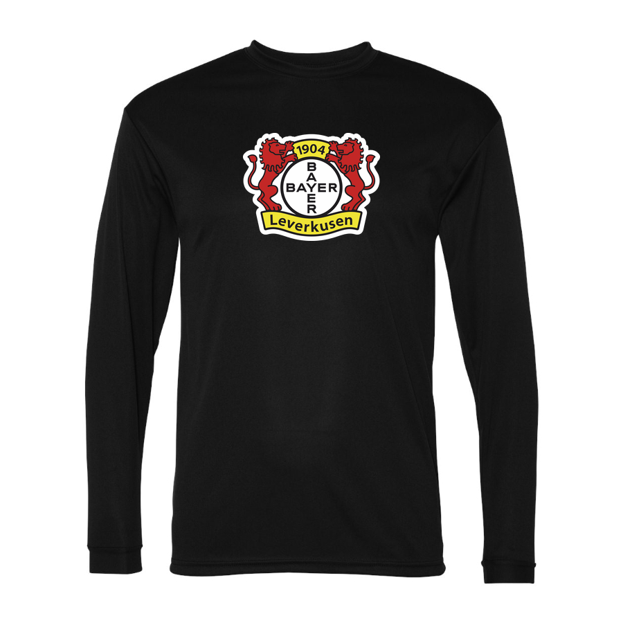 Men's Bayer Leverkusen FC Performance Long Sleeve T-Shirt | Color: Black | Original artwork on Drive garment