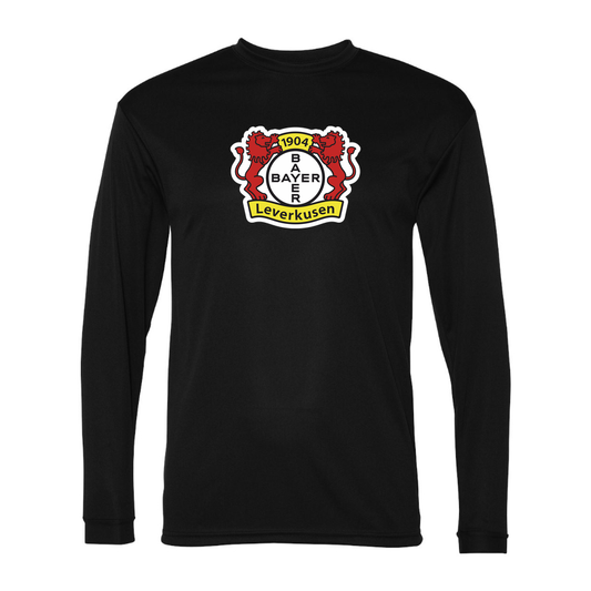 Men's Bayer Leverkusen FC Performance Long Sleeve T-Shirt | Color: Black | Original artwork on Drive garment