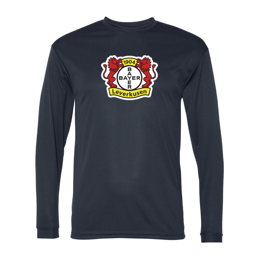 Men's Bayer Leverkusen FC Performance Long Sleeve T-Shirt | Color: Navy | Original artwork on Drive garment