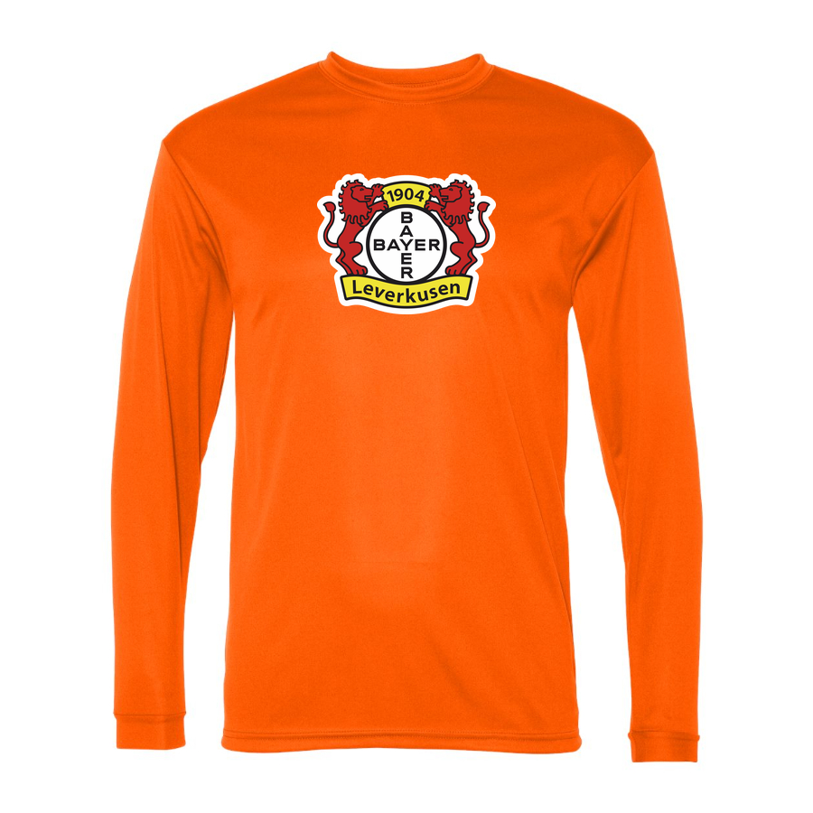Men's Bayer Leverkusen FC Performance Long Sleeve T-Shirt | Color: Orange | Original artwork on Drive garment