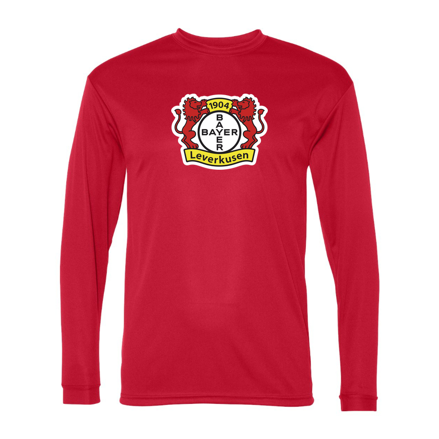 Men's Bayer Leverkusen FC Performance Long Sleeve T-Shirt | Color: Red | Original artwork on Drive garment
