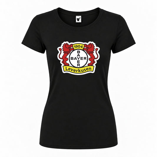 Women's Bayer Leverkusen FC Round Neck T-Shirt | Color: Black
