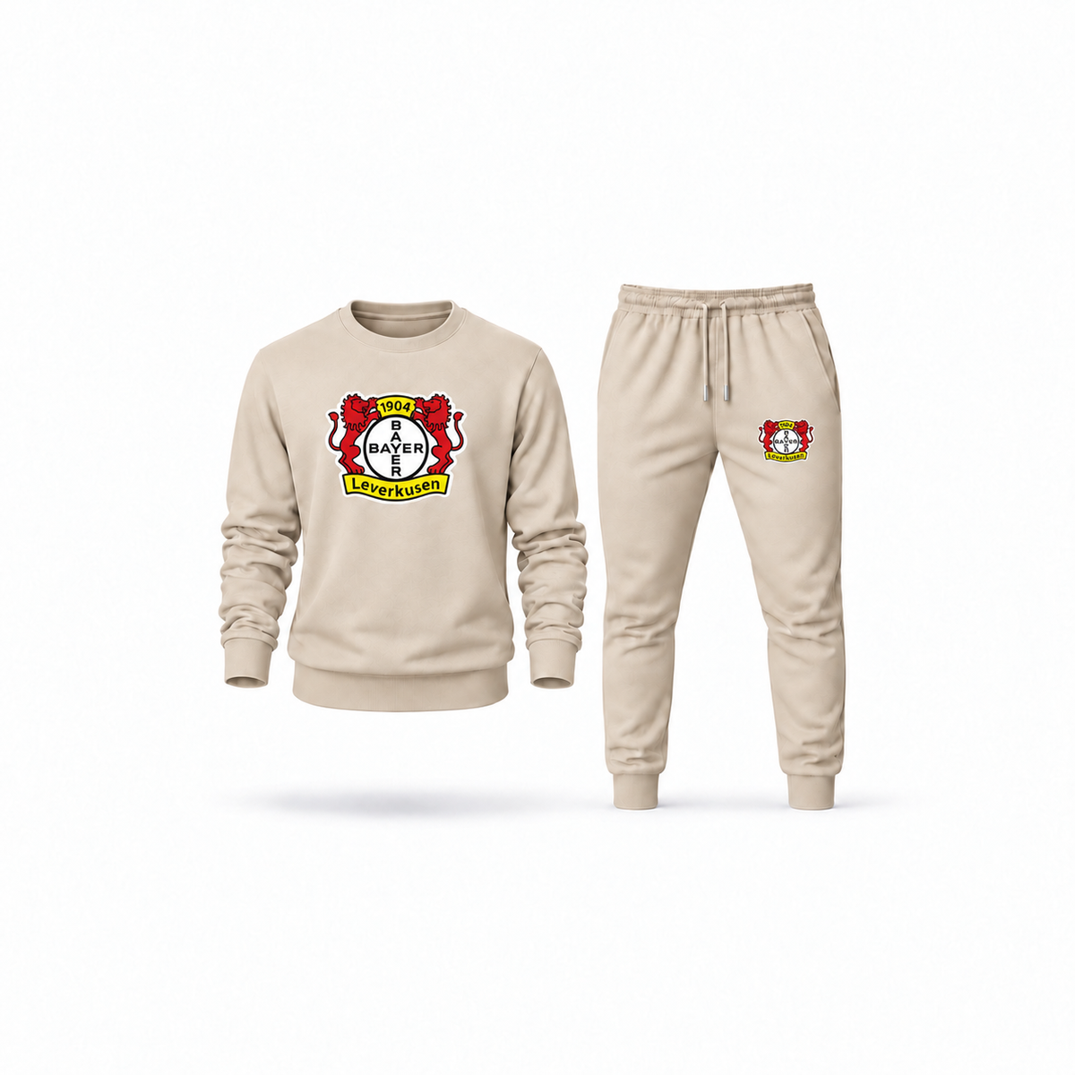 Men's Bayer Leverkusen FC Sweatshirt Joggers Set | Color: Tan | Main