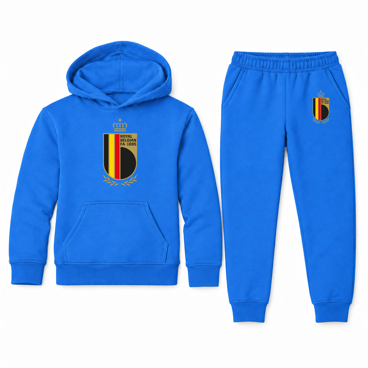Belgium National Soccer Team youth hoodie jogger set, Blue, Youth Large ages 10–12