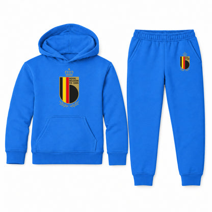 Belgium National Soccer Team youth hoodie jogger set, Blue, Youth Large ages 10–12