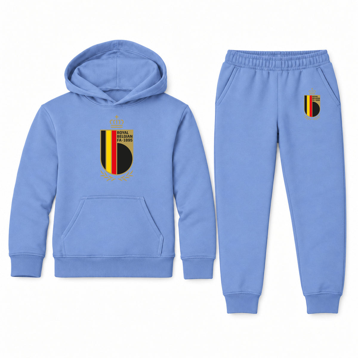 Belgium National Soccer Team youth hoodie jogger set, Carolina Blue, Youth Large ages 10–12