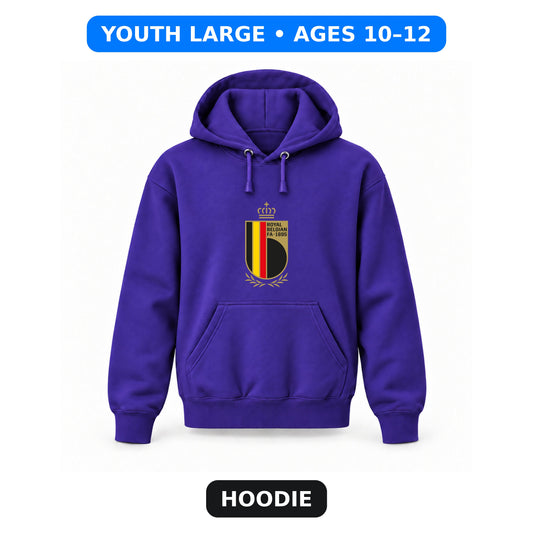 Belgium National Soccer Team - Youth Large Hoodie (Ages 10–12) | Color: Purple