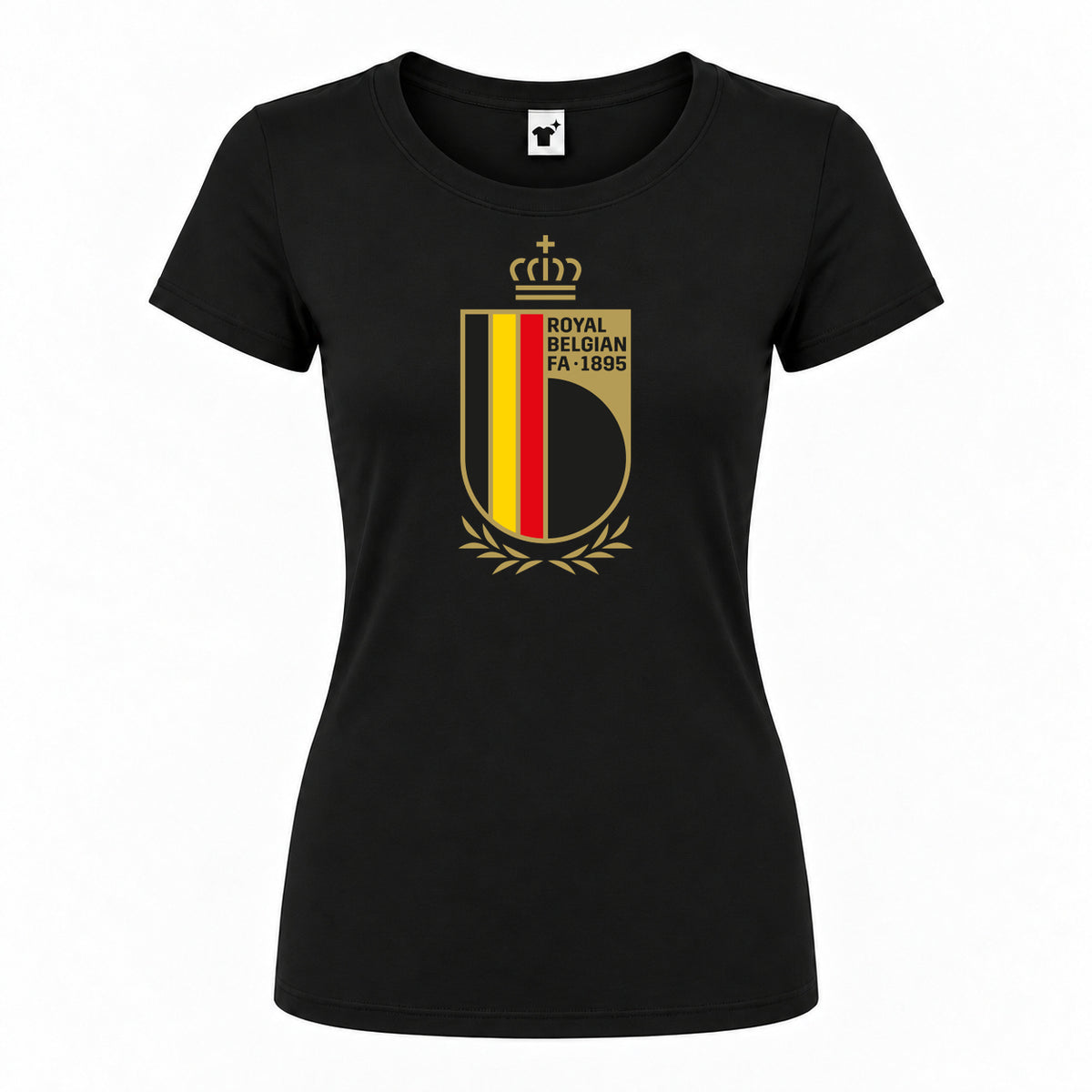 Women's Belgium National Soccer Team Round Neck T-Shirt | Color: Black