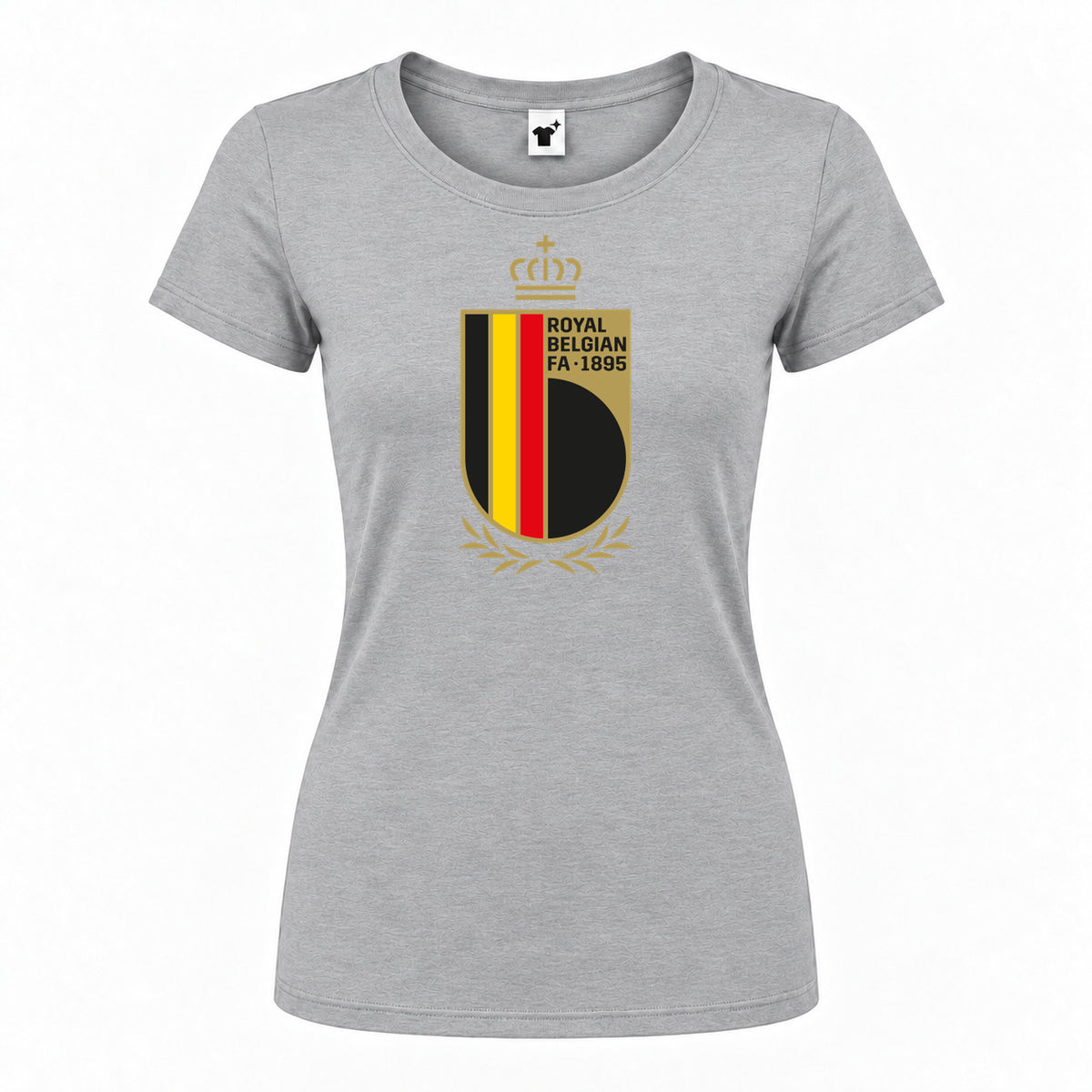 Women's Belgium National Soccer Team Round Neck T-Shirt | Color: Grey