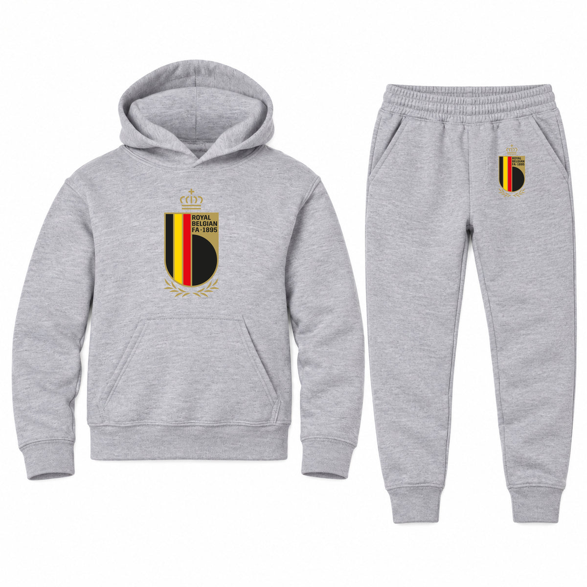 Belgium National Soccer Team youth hoodie jogger set, Sports Grey, Youth Large ages 10–12
