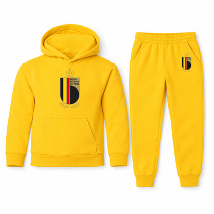 Belgium National Soccer Team youth hoodie jogger set, Yellow, Youth Large ages 10–12