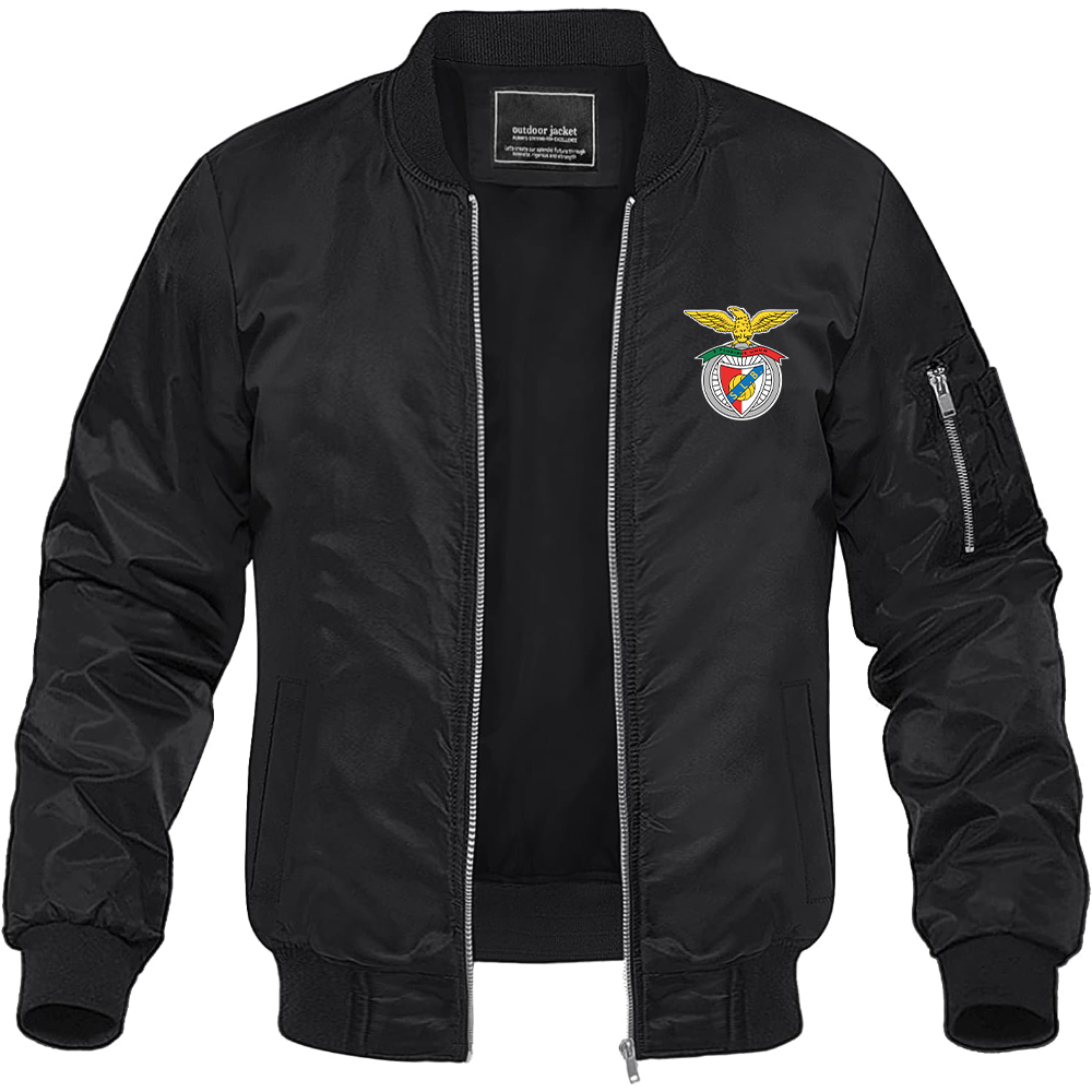 Men's SL Benfica FC Lightweight Bomber Jacket Windbreaker Softshell Varsity Jacket Coat