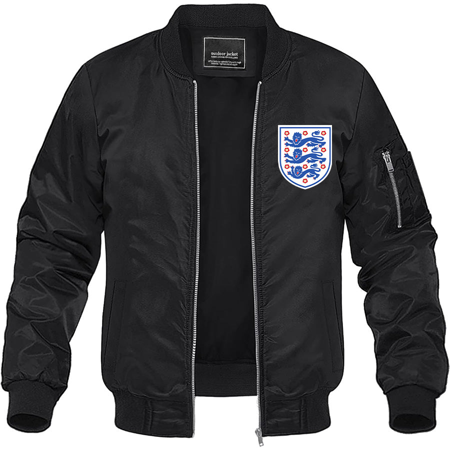 Men's England National Football Team Lightweight Bomber Jacket Windbreaker Softshell Varsity Jacket Coat