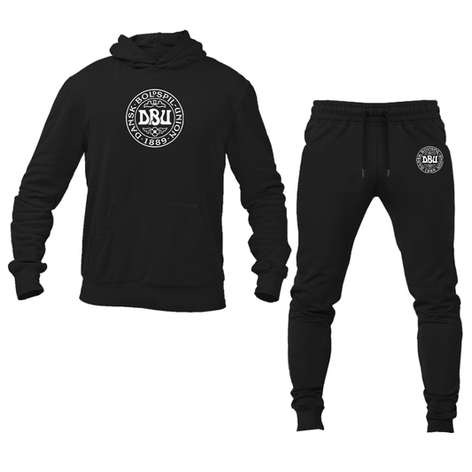 Men's Denmark Soccer Soccer Logo Hoodie Joggers Set