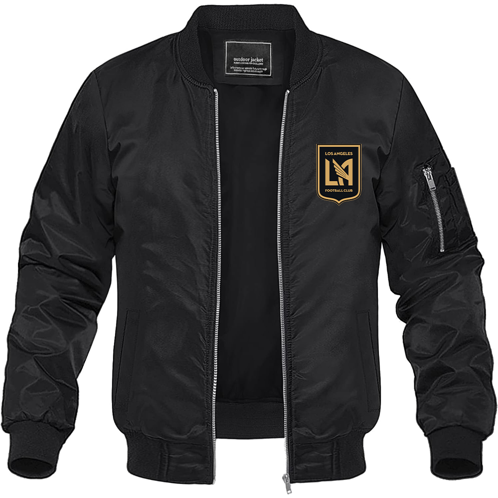 Men's LAFC Los Angeles Football Club Lightweight Bomber Jacket Windbreaker Softshell Varsity Jacket Coat