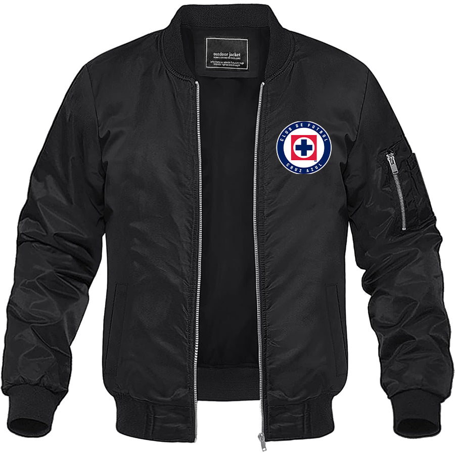 Men's Cruz Azul Football Club Lightweight Bomber Jacket Windbreaker Softshell Varsity Jacket Coat