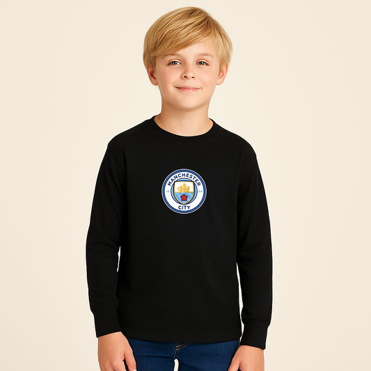 Youth Kids Manchester City Soccer Long Sleeve T-Shirt