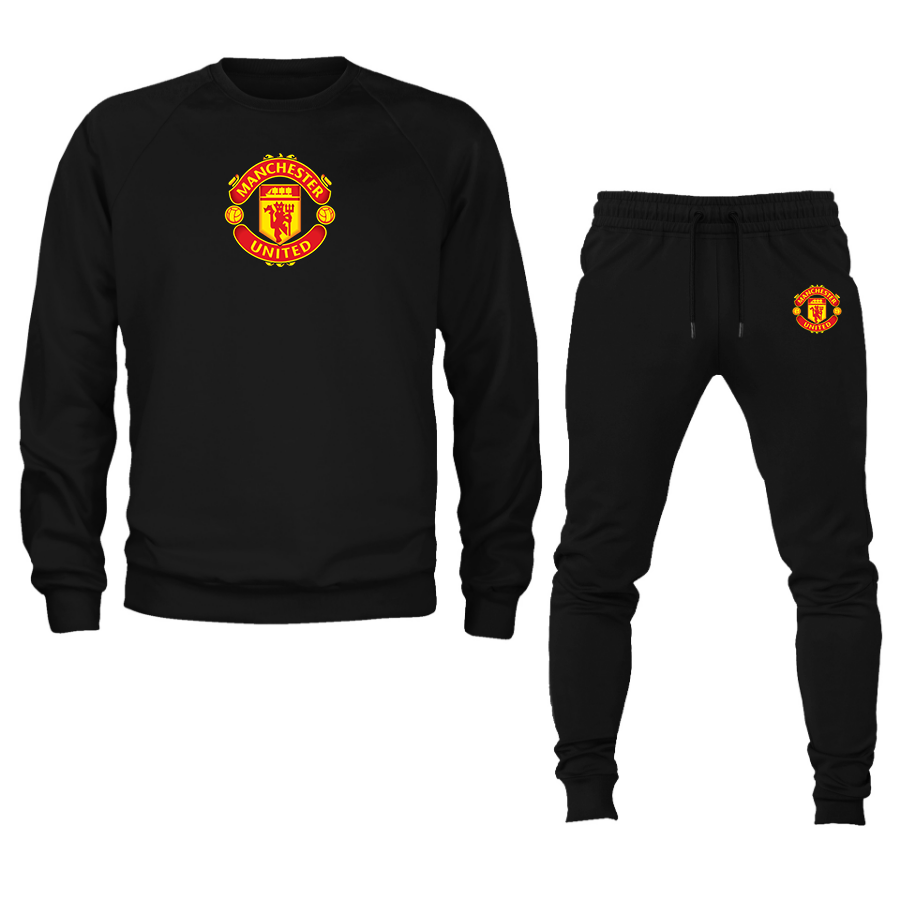 Men’s Manchester United Soccer Soccer Logo Crewneck Sweatshirt Joggers Suit