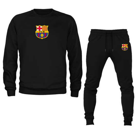 Men's F.C. Barcelona Soccer Logo Crewneck Sweatshirt Joggers Suit