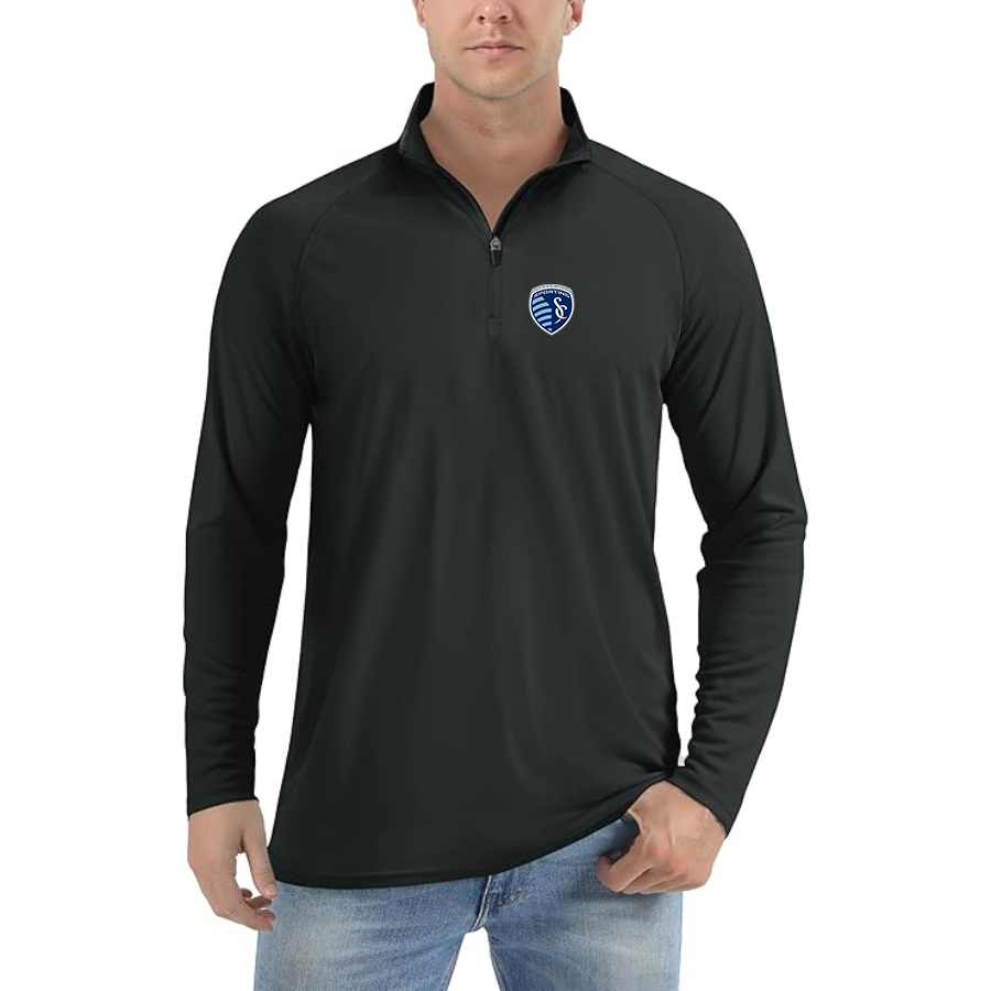 Men’s Sporting Kansas City FC  - Lightweight Quarter-Zip Athletic Shirt – Long Sleeve Performance Wear