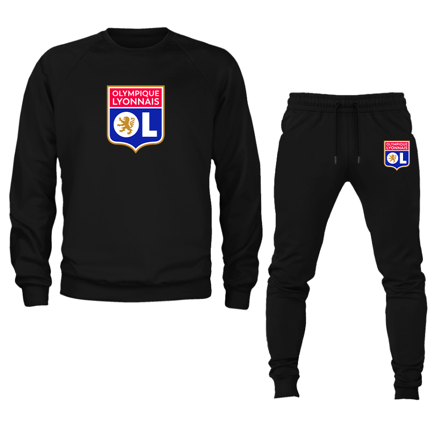 Men's Olympique Lyonnais FC Crewneck Sweatshirt Joggers Suit