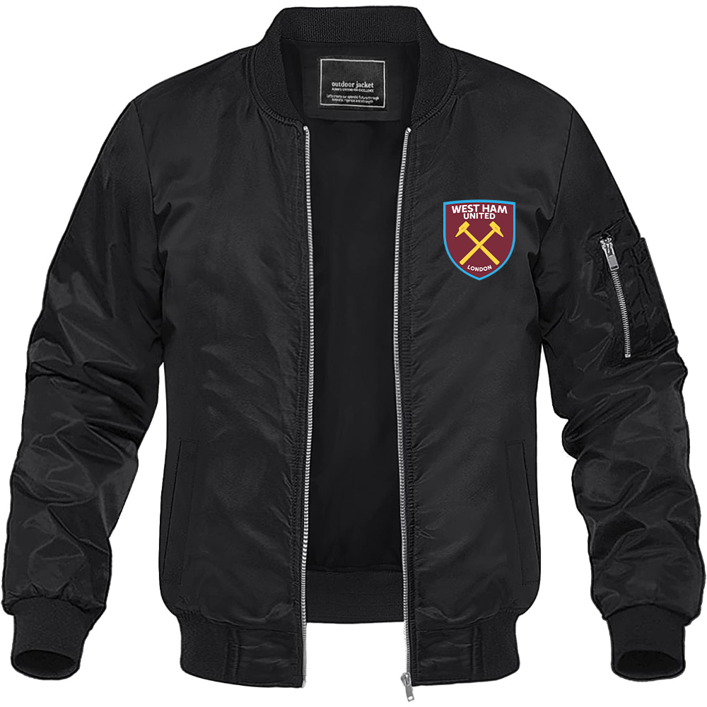 Men's West Ham United FC Lightweight Bomber Jacket Windbreaker Softshell Varsity Jacket Coat