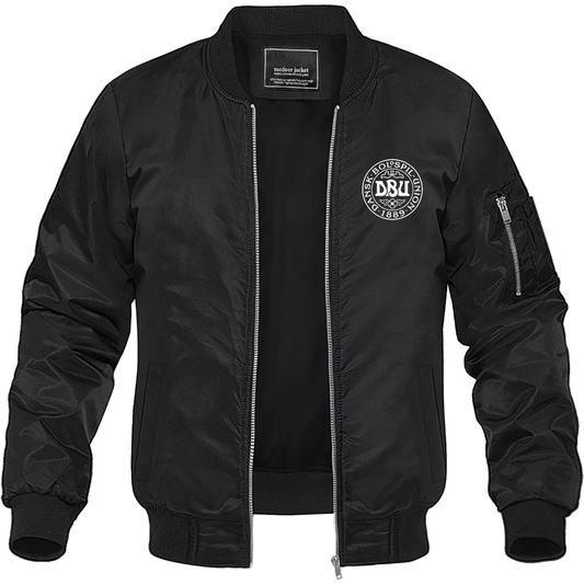 Men's Denmark Soccer Lightweight Bomber Jacket Windbreaker Softshell Varsity Jacket Coat