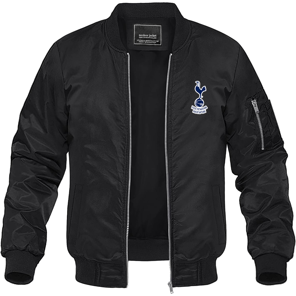 Men’s Tottenham Hotspur F.C. Soccer Lightweight Bomber Jacket Windbreaker Softshell Varsity Jacket Coat