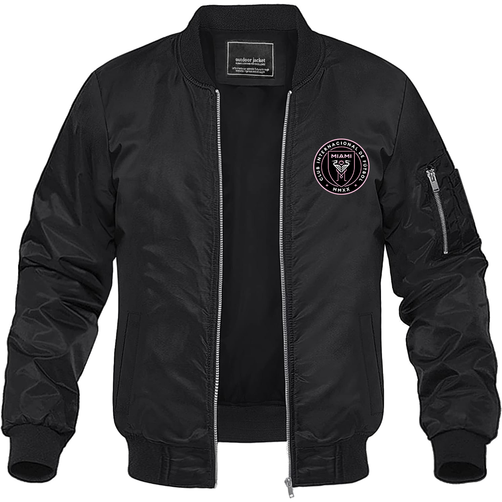 Men's Inter Miami FC Lightweight Bomber Jacket Windbreaker Softshell Varsity Jacket Coat