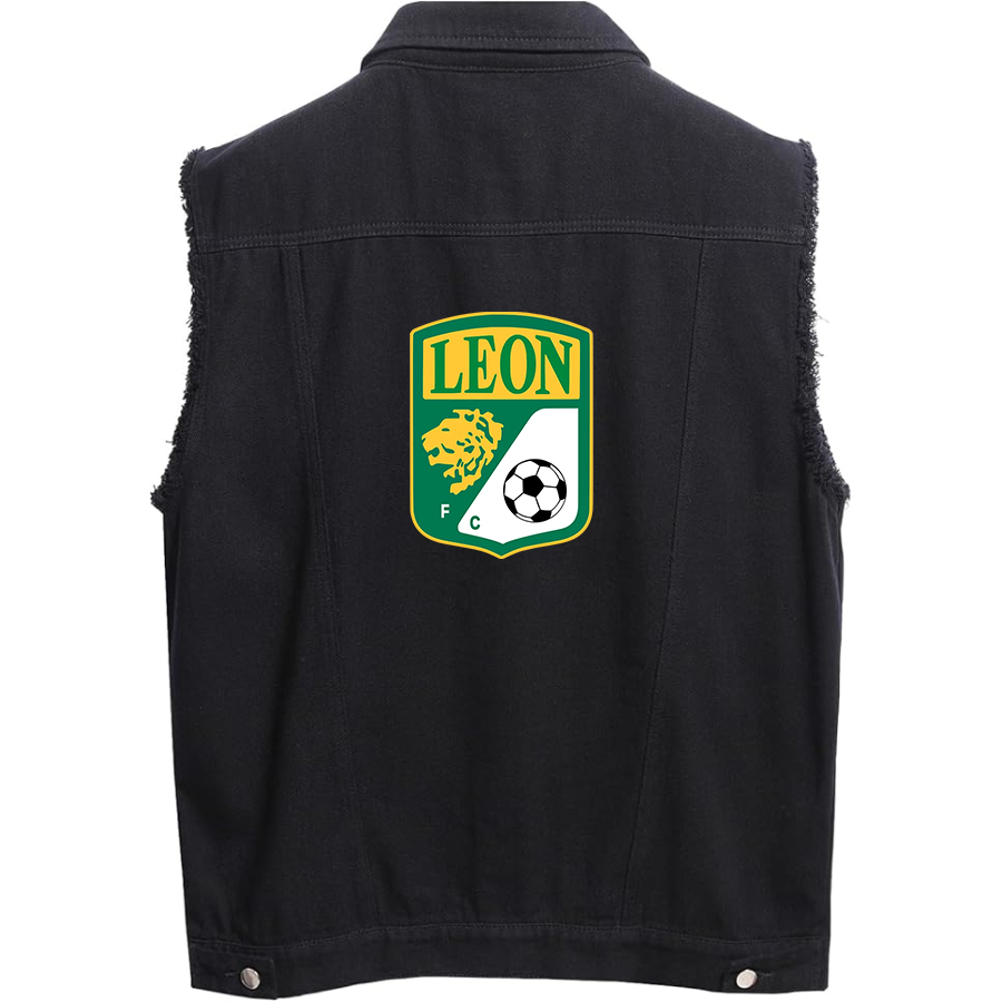 Men's  Leon FC - Sleeveless Distressed Denim Vest – Rugged Black Jean Jacket