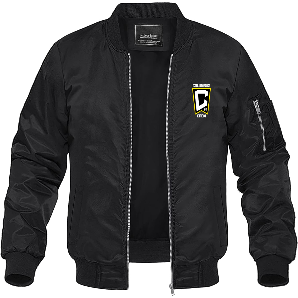 Men's Columbus Crew FC Lightweight Bomber Jacket Windbreaker Softshell Varsity Jacket Coat