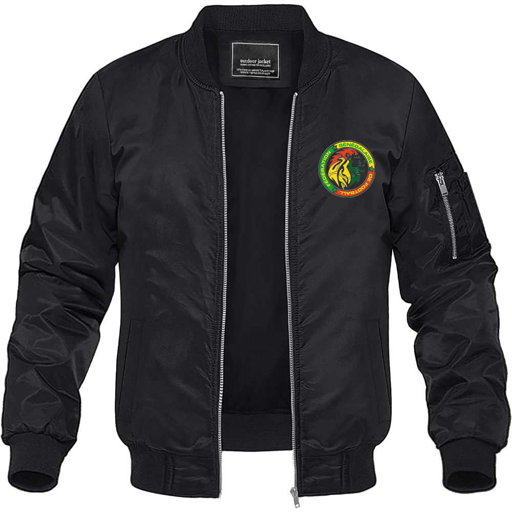 Men's Senegal National Soccer Teams Lightweight Bomber Jacket Windbreaker Softshell Varsity Jacket Coat