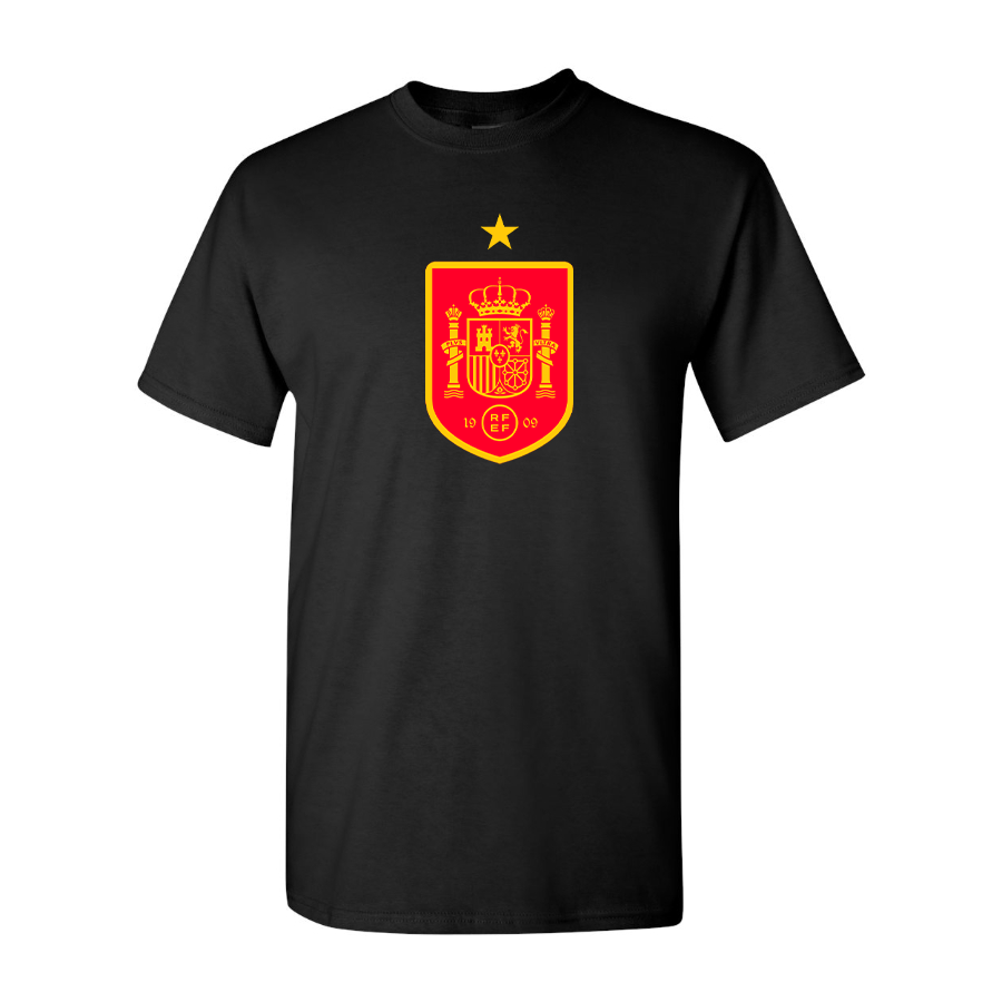 Men's Spain Red Logo National Soccer Team Cotton T-Shirt