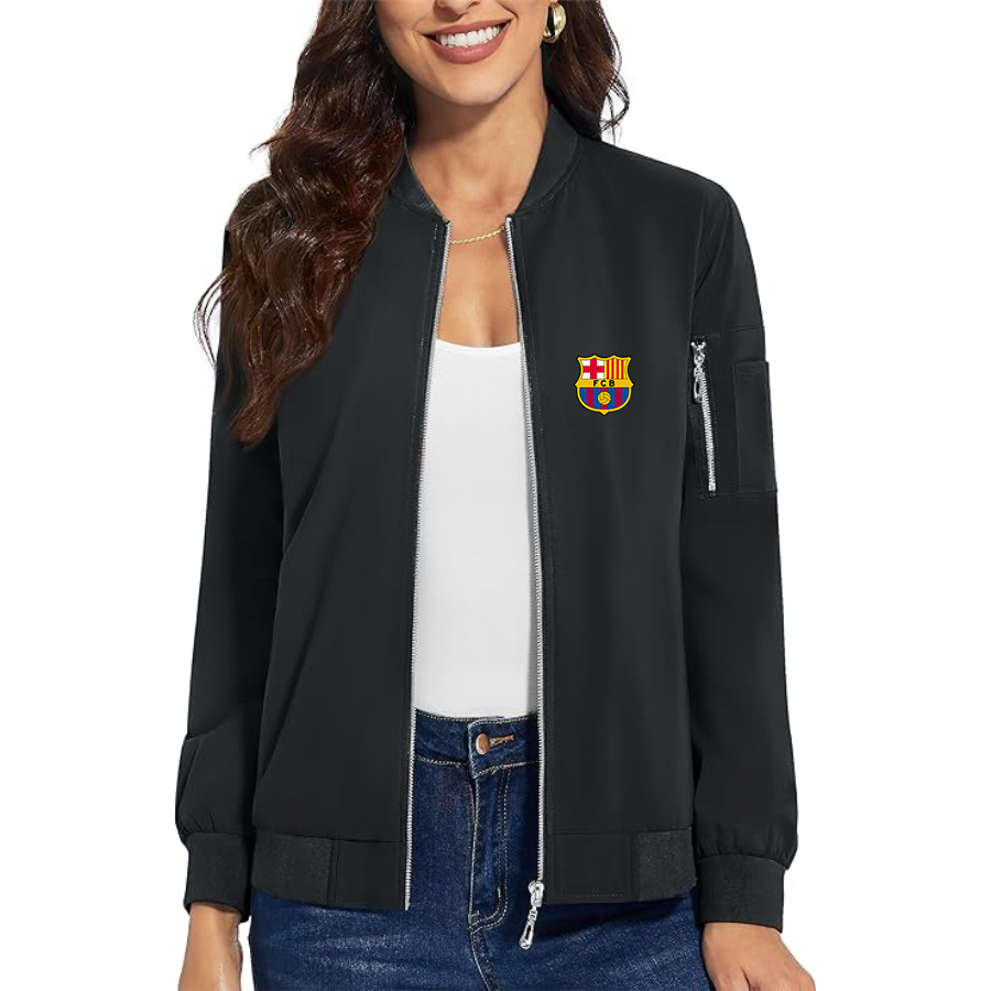 Women's  F.C. Barcelona Soccer - Premium Bomber Jacket with Polished Detailing and Functional Sleeve Pocket - Modern Luxury Outerwear (Copy)