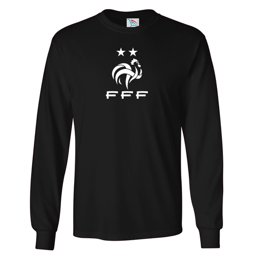 Men's France Soccer Cotton Long Sleeve T-Shirt