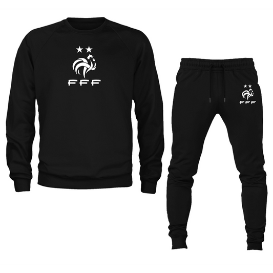 Men's France Soccer Logo Crewneck Sweatshirt Joggers Suit