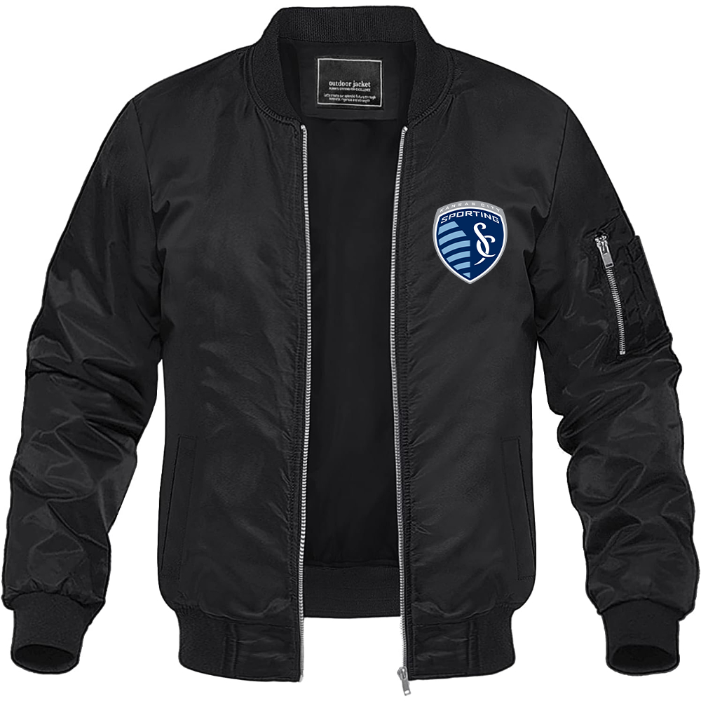 Men's Sporting Kansas City FC Lightweight Bomber Jacket Windbreaker Softshell Varsity Jacket Coat