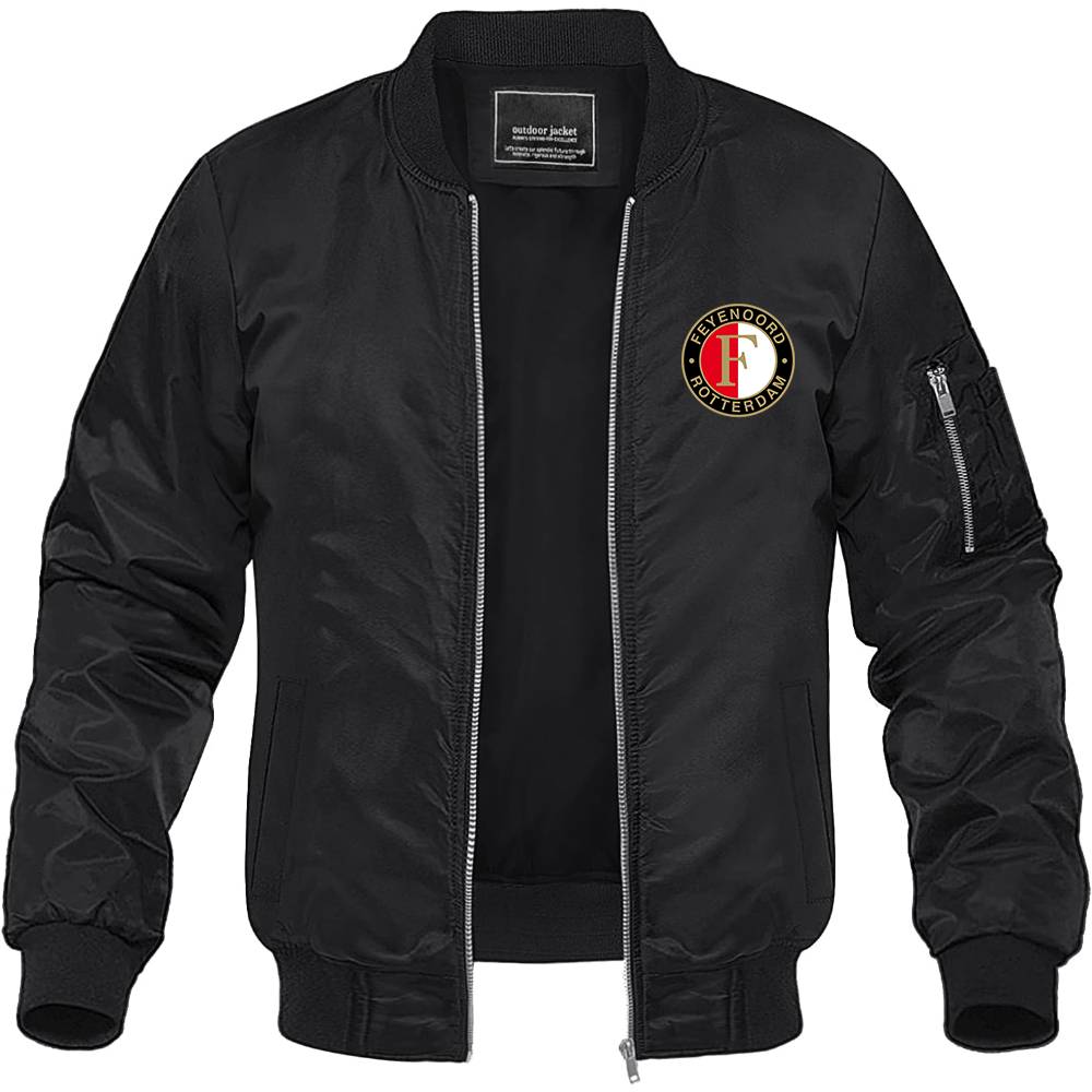 Men's Feyenoord FC Lightweight Bomber Jacket Windbreaker Softshell Varsity Jacket Coat