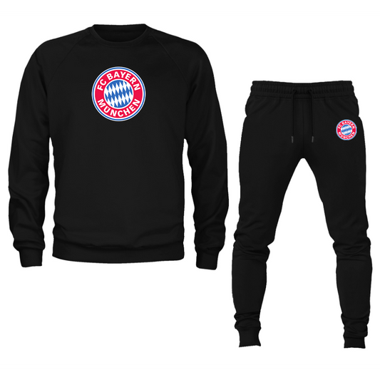 Men's F.C. Bayern Munchen Soccer Logo Crewneck Sweatshirt Joggers Suit