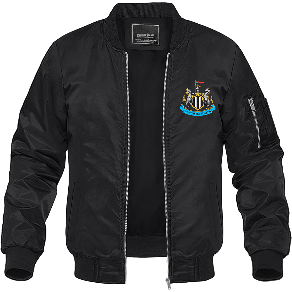 Men's Newcastle United FC Lightweight Bomber Jacket Windbreaker Softshell Varsity Jacket Coat